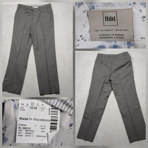 Hiltl‎ Dress Pants Men's 33x38 Gray Wool Blend Flat Front Germany